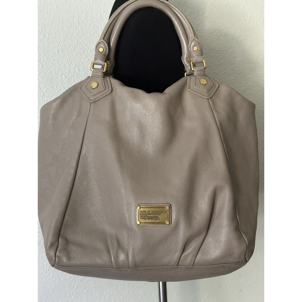 Vintage Marc By Marc Jacobs Classic Q Fran Grey Pebbled Leather Tote Bag